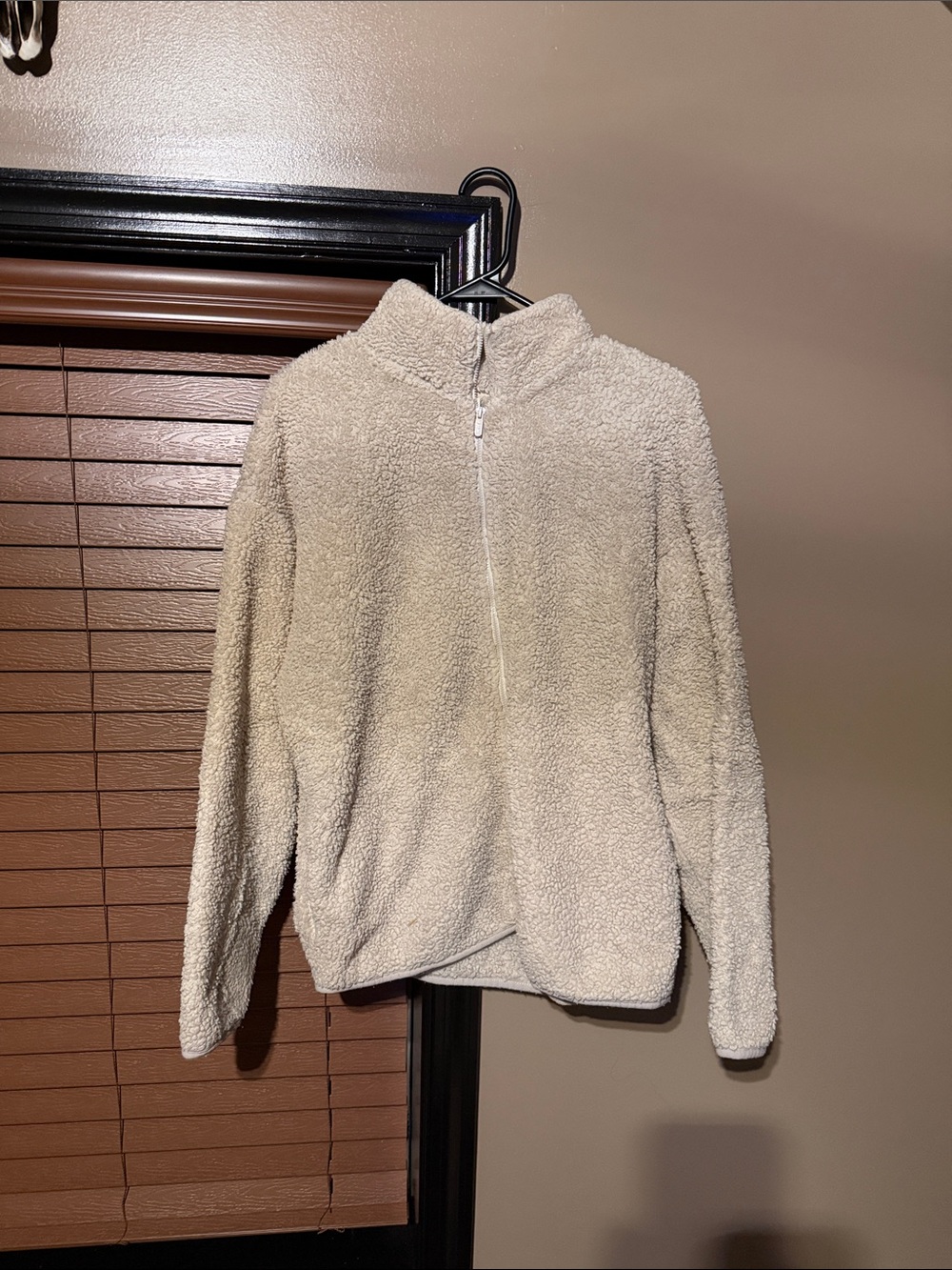 PINK Victoria's Secret Cream Sherpa Half-Zip Pullover